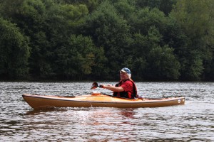 Steve Grant paddling along the Connecticut River in Windsor, CT.